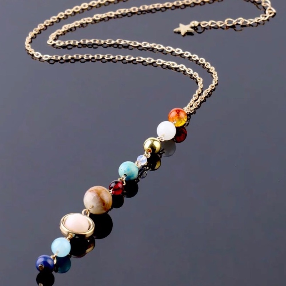Solar System Aligned Planet/Star Science Necklace
